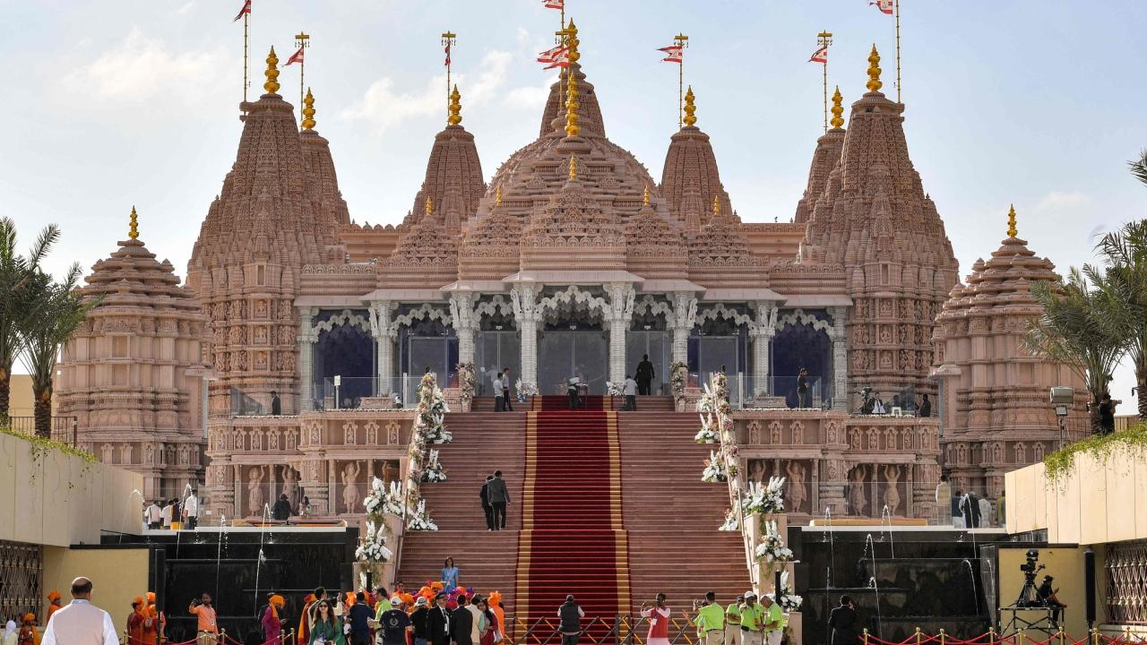 'BAPS Mandir', the first traditional Hindu temple in the United Arab Emirates, sits on 27 acres of land that was generously gifted by the UAE leadership