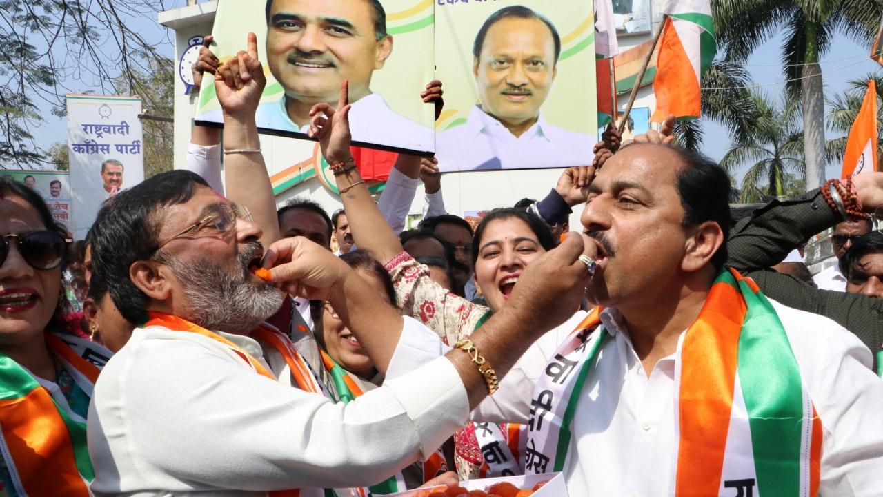 IN PHOTOS: Ajit Pawar camp celebrates after EC's decision on NCP
