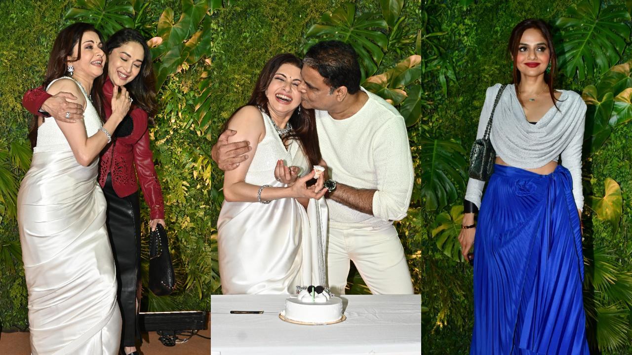 In Pics: Madhuri Dixit, Madhoo and others at Bhagyashree's birthday bash