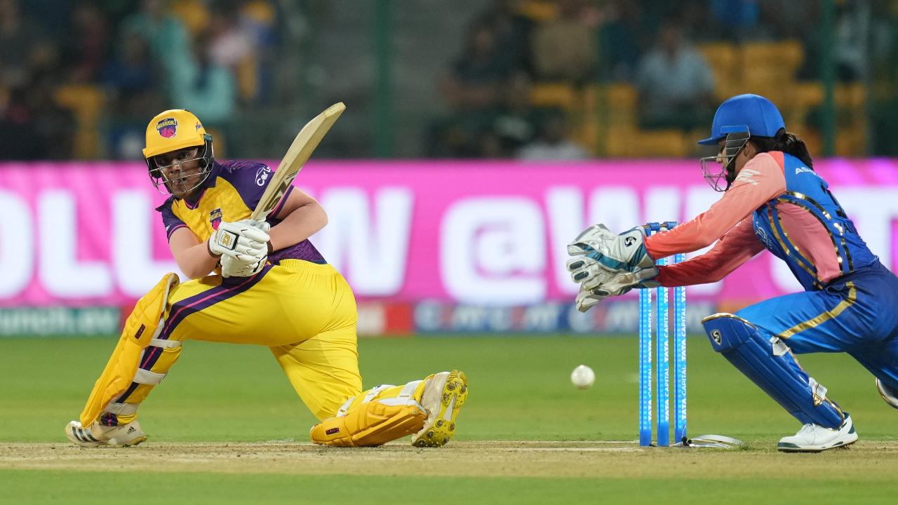 The fearless Navgire-knock came to an end in Amelia Kerr`s over. Indians` wicketkeeper-batswoman Yastika Bhatia stumped UP`s prolific batter on 57 The fearless Navgire-knock came to an end in Amelia Kerr`s over. Indians` wicketkeeper-batswoman Yastika Bhatia stumped UP`s prolific batter on 57
