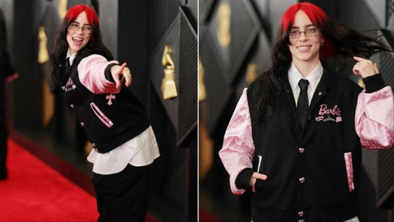 Carrying forward the Barbie trend, singer Billie Eilish, who also won an award for 'What was I made for?' under the best song of the year category, rocked a Barbie jacket with oversized black pants. 