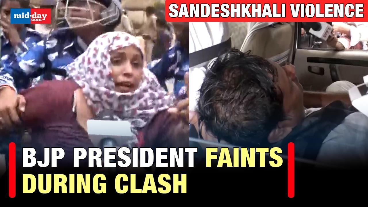 Sandeshkhali violence: BJP leader Sukanta Majumdar faints in clash with Police