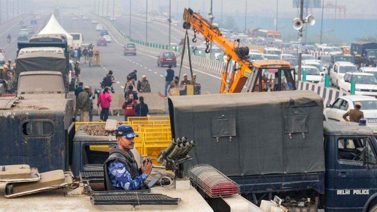 At the Ghazipur border, only two vehicles were able to pass at a time with barricades lined up on half of the key stretch connecting Noida and Delhi