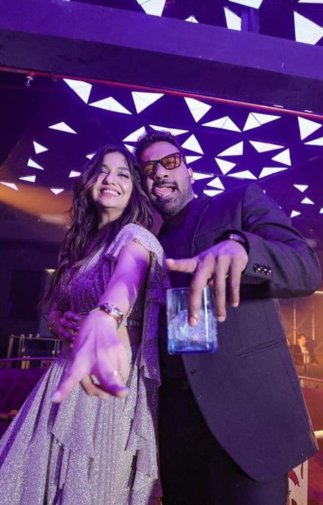 A day before their wedding, the couple hosted a cocktail party for their close friends from the telly world