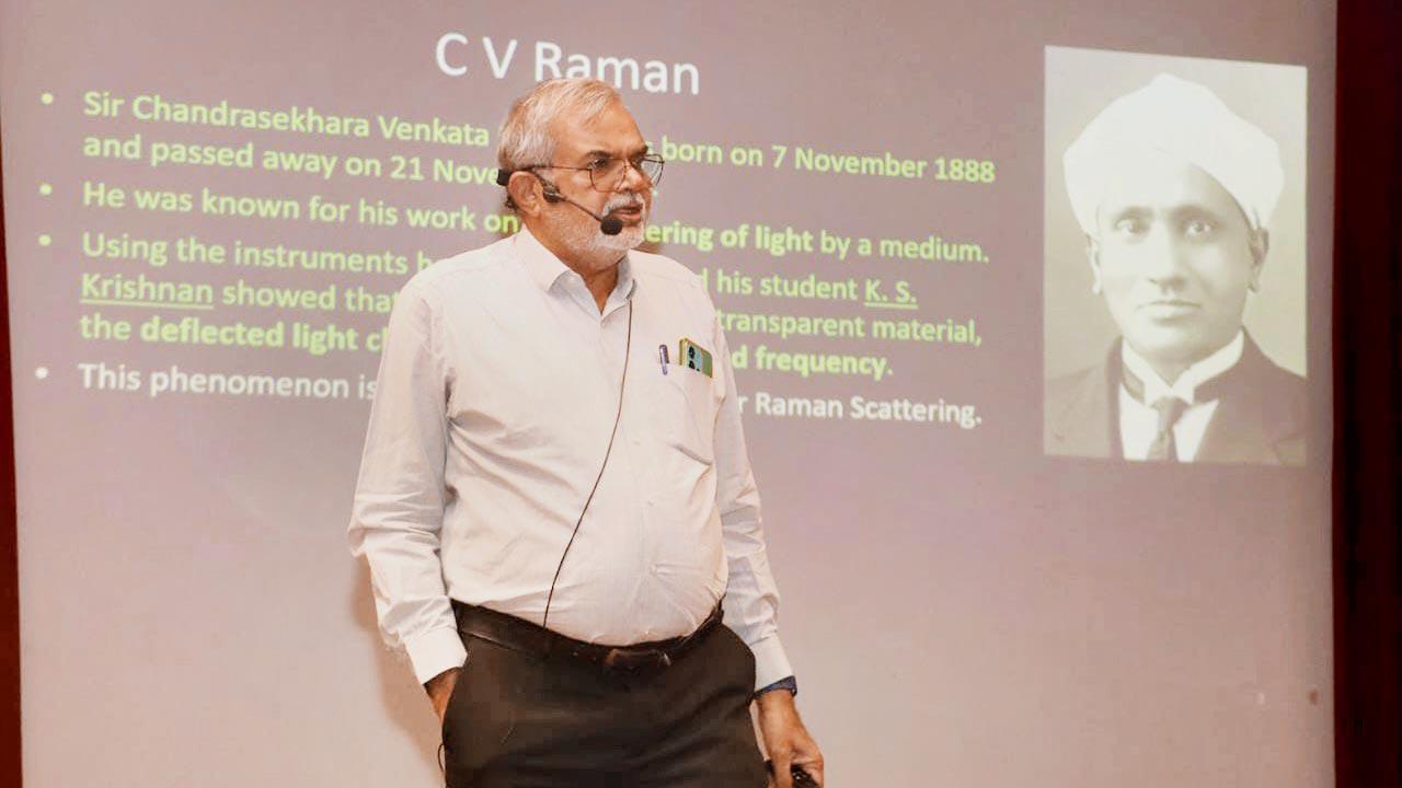 Professor M N Vahia delivers a lecture on Indian physicist CV Raman