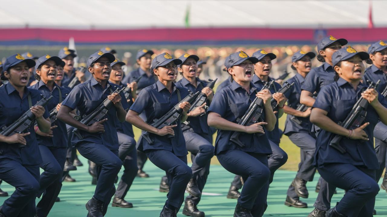 In pics: Delhi Police's women personnel during 77th Raising Day parade
