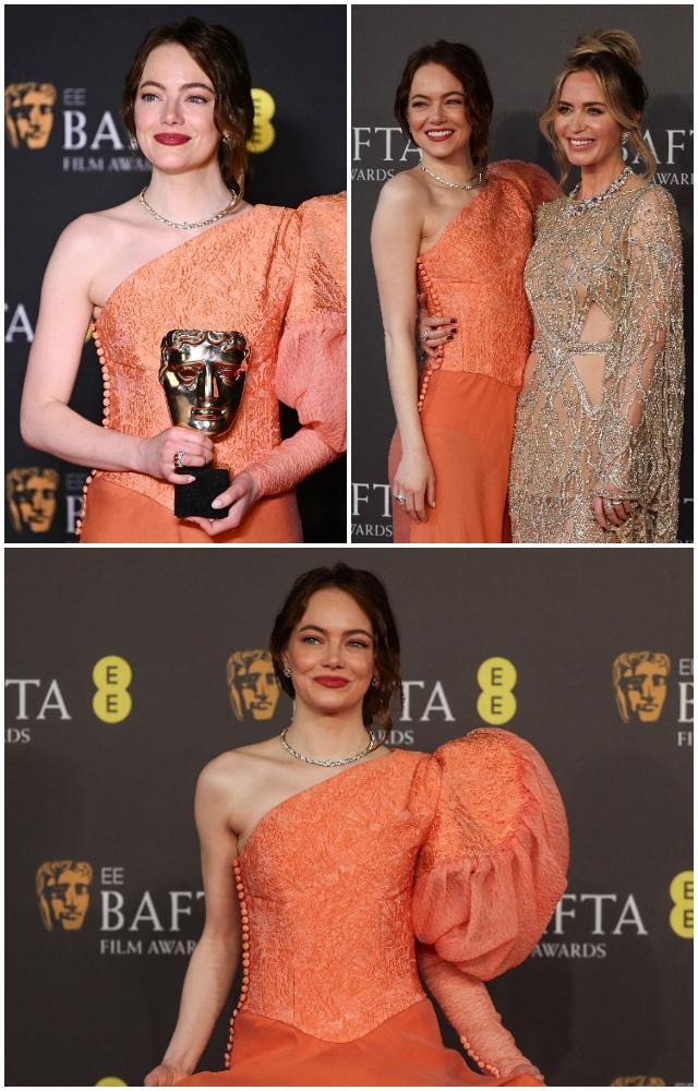 Emma Stone`s peach gown at BAFTA 