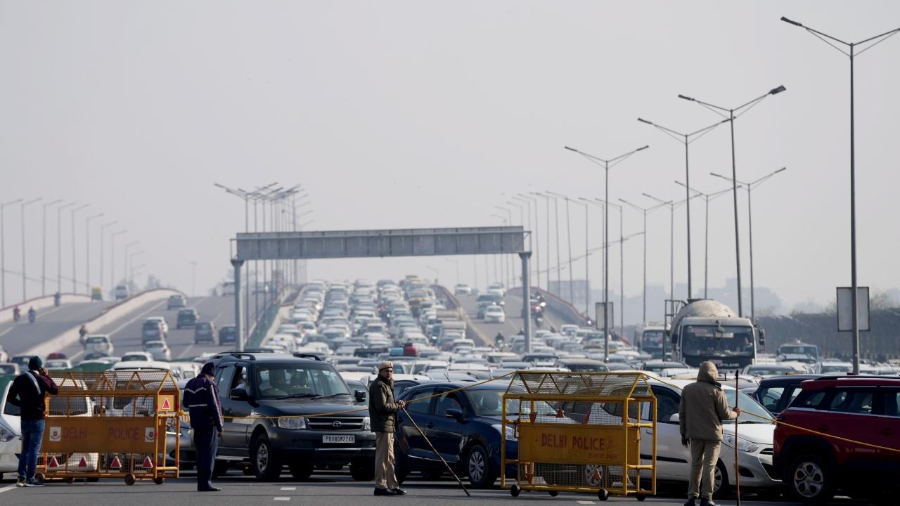 A heavy traffic jam was reported on the Delhi-Noida highway as well, officials said