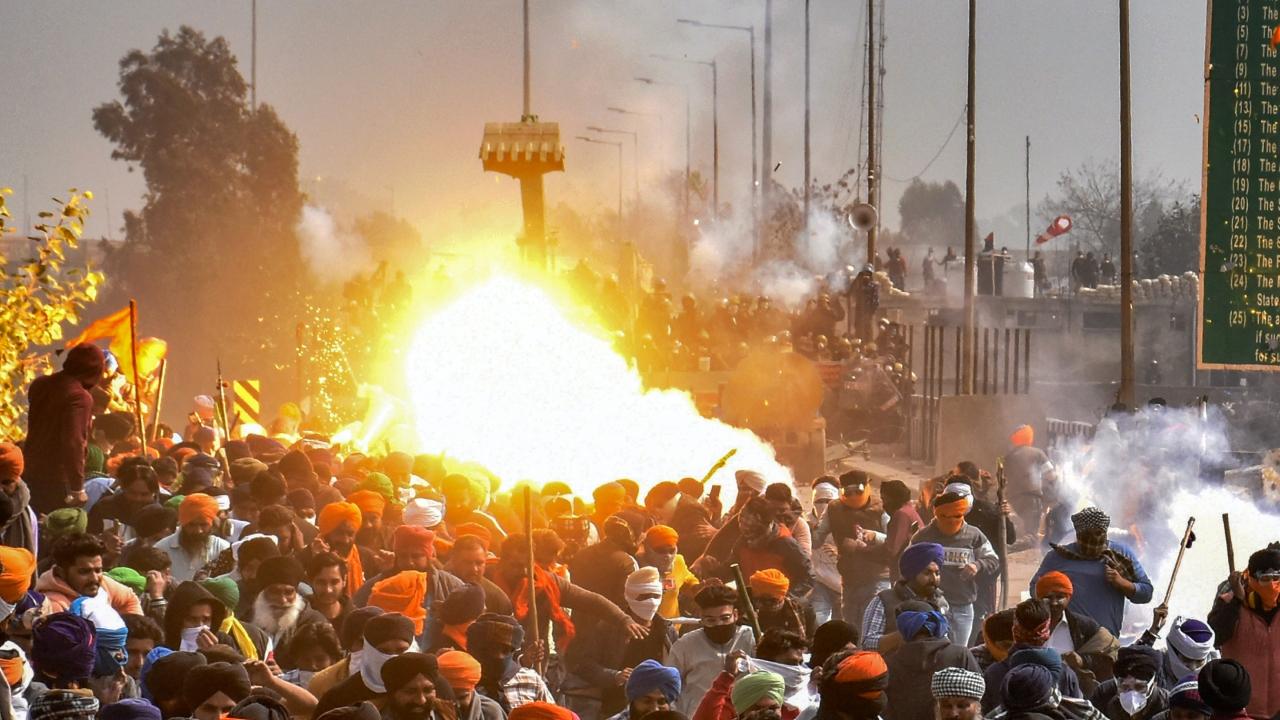 As some of them tried to begin to move towards the multi-layered barricades at Shambhu, near Ambala in Haryana, police dispersed them with tear gas. After a lull, there was a similar incident again