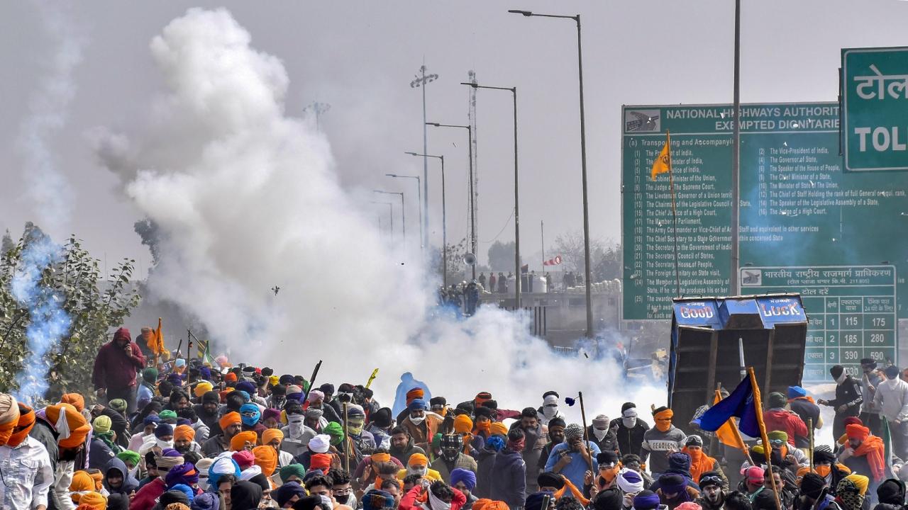 A similar situation was witnessed in Khanauri on the Punjab-Haryana border when Haryana Police lobbed multiple rounds of tear gas to disperse farmers as they moved towards the barricades