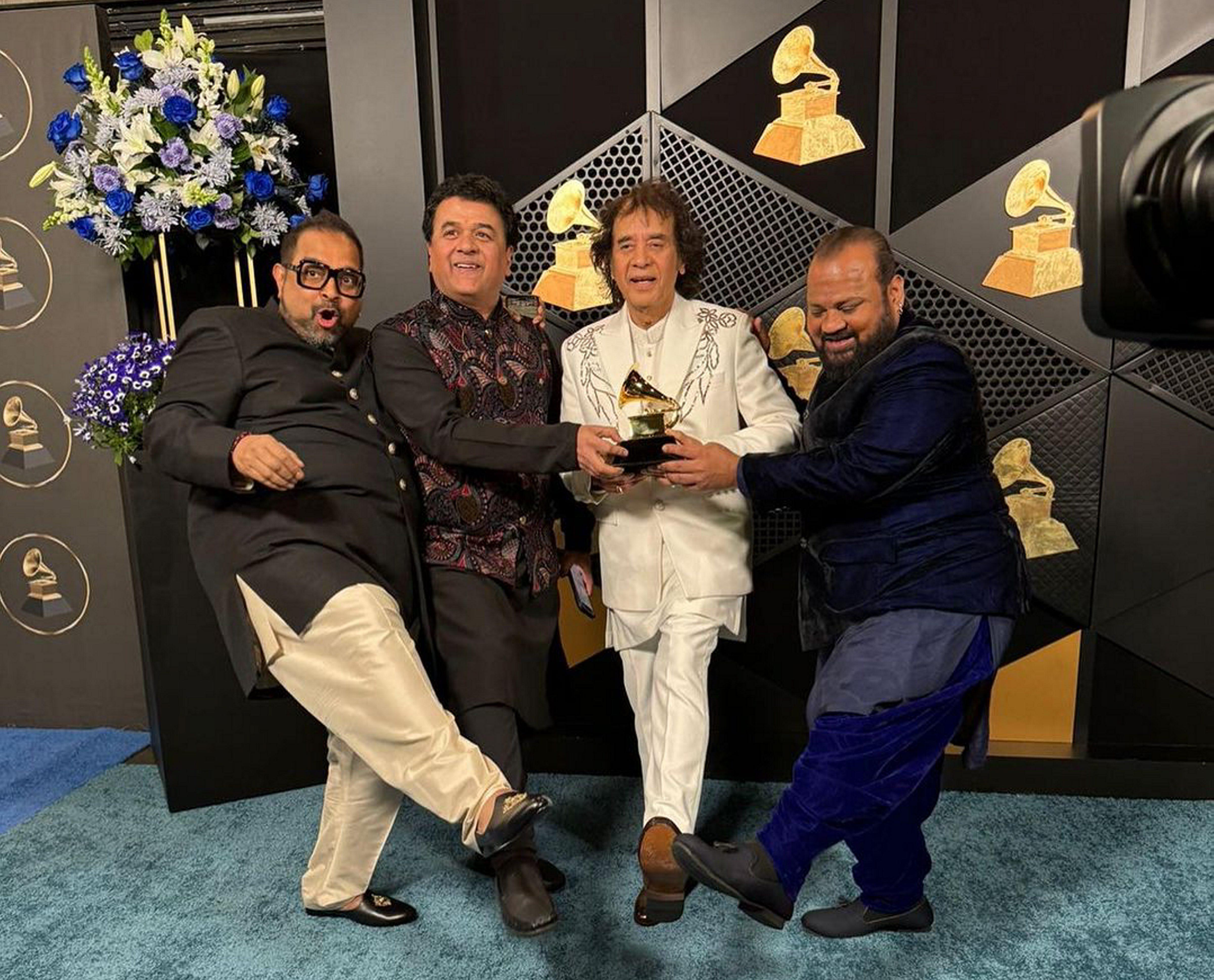 While Zakir Hussain was India's big winner with three Grammys, Rakesh Chaurasia picked up two. Singer Shankar Mahadevan, violinist Ganesh Rajagopalan and percussionist Selvaganesh Vinayakram, Hussain's collaborators in the fusion group Shakti, won one Grammy each at the event held at the Crypto.com Arena Sunday night. (Photo: PTI)