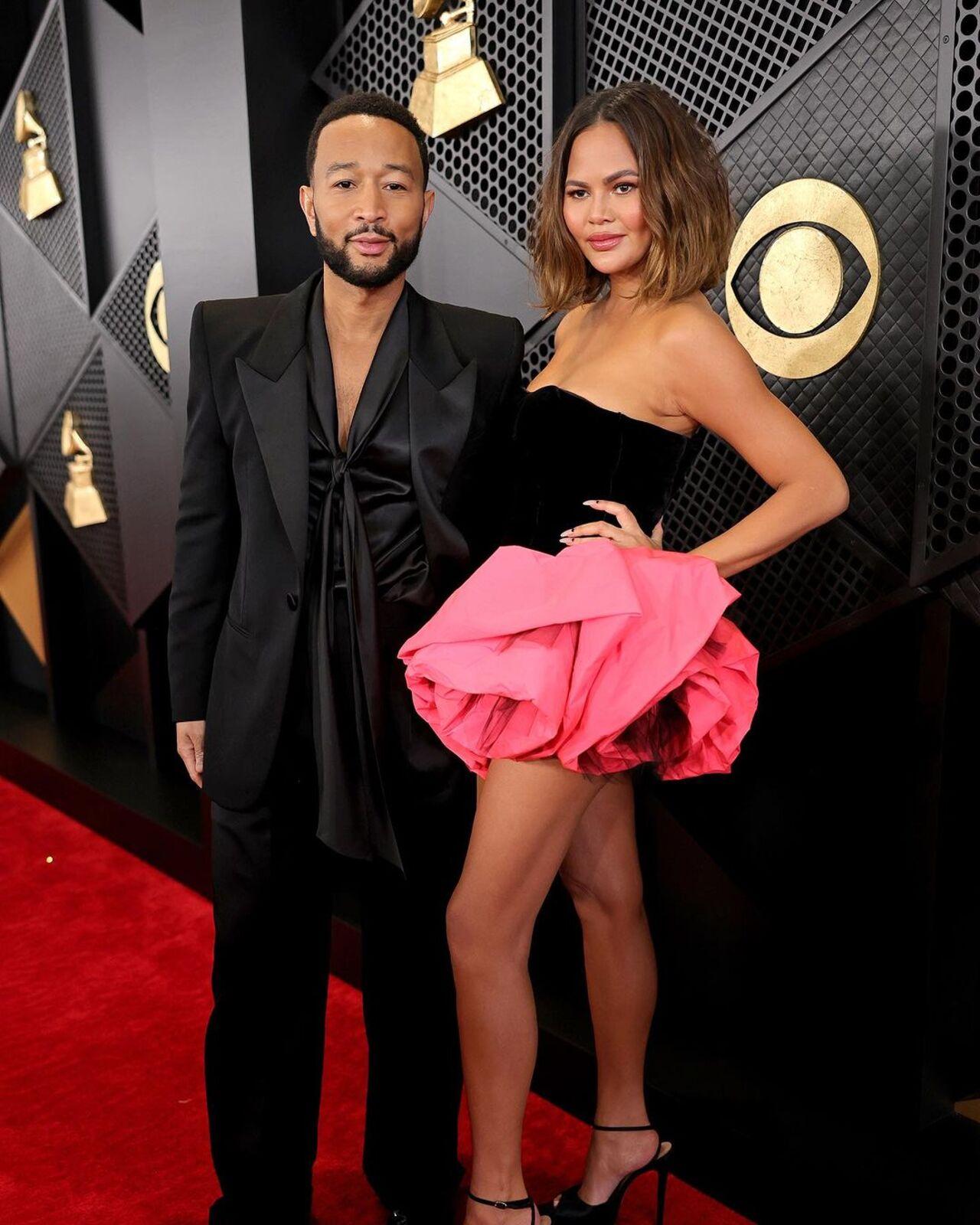 John Legend and Chrissy Teigen turned up in custom Sophie couture