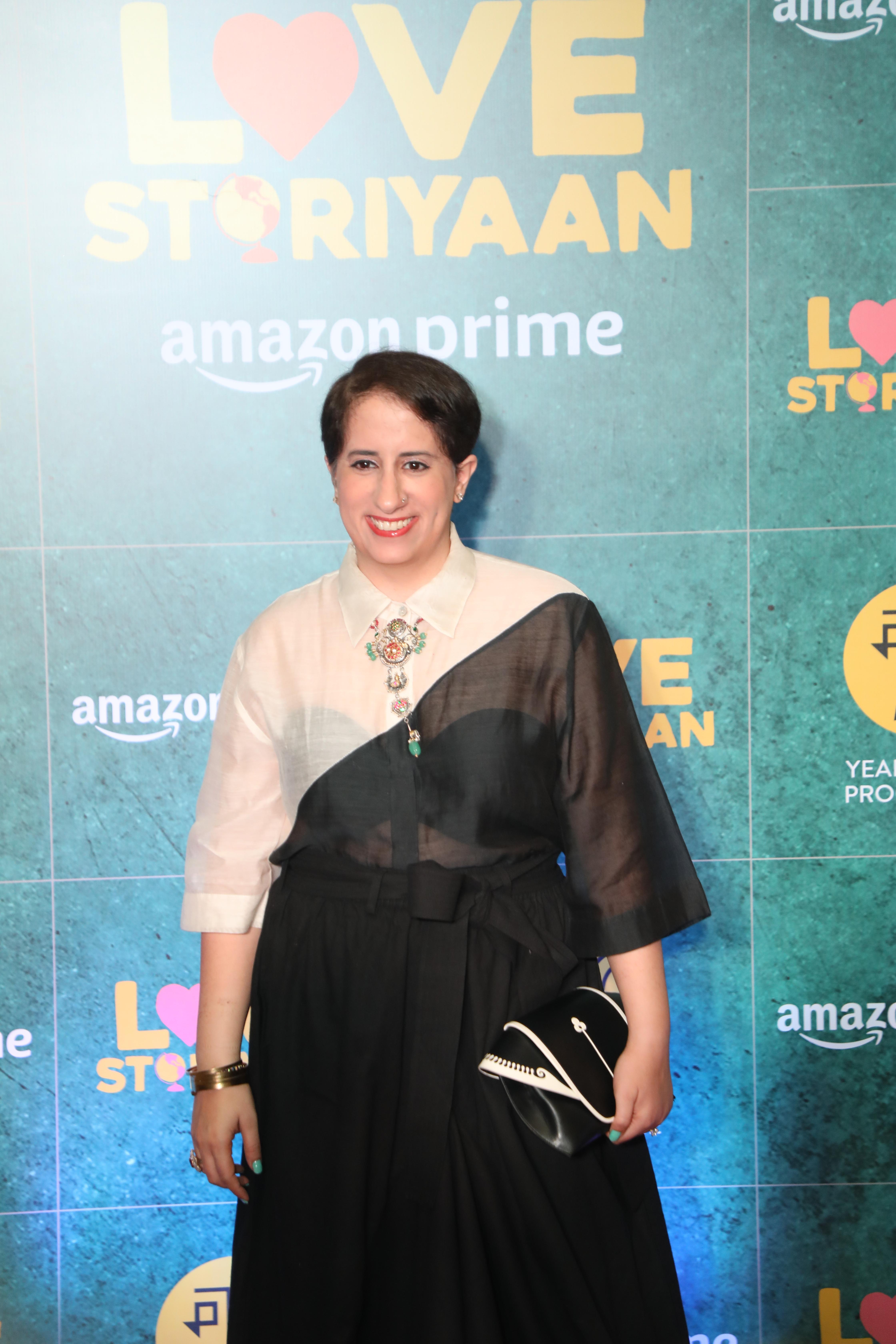 Producer Guneet Monga attended the screening of Love Storiyaan in Mumbai on Monday evening