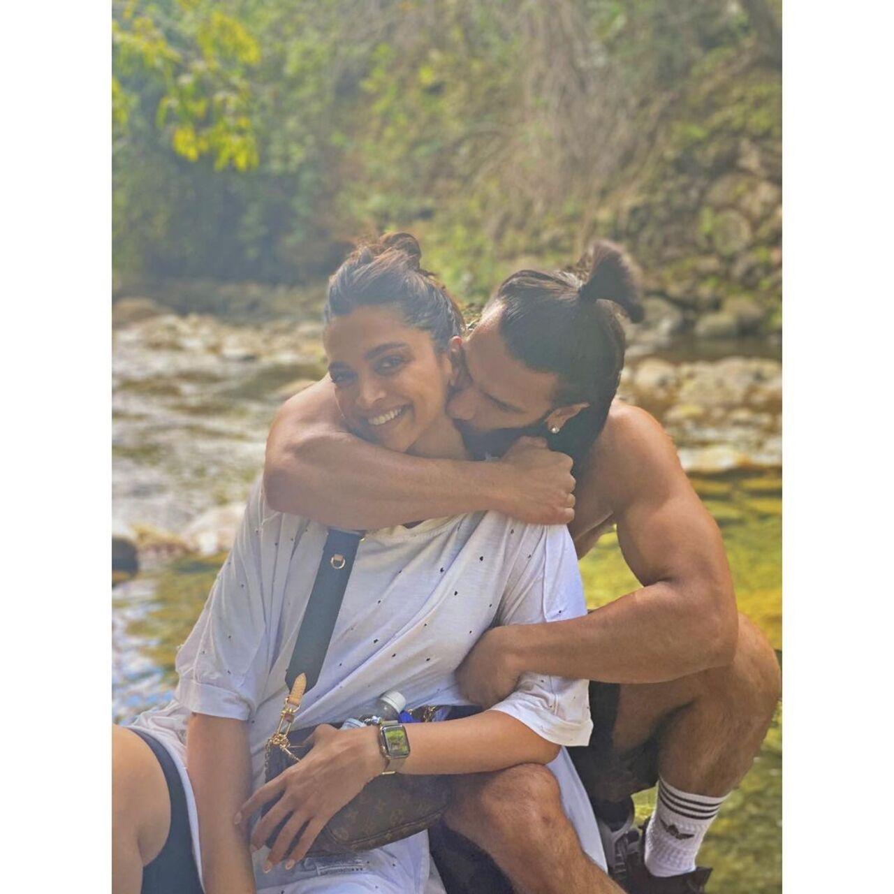 In the midst of nature, Ranveer and Deepika embrace their love for each other with a back hug