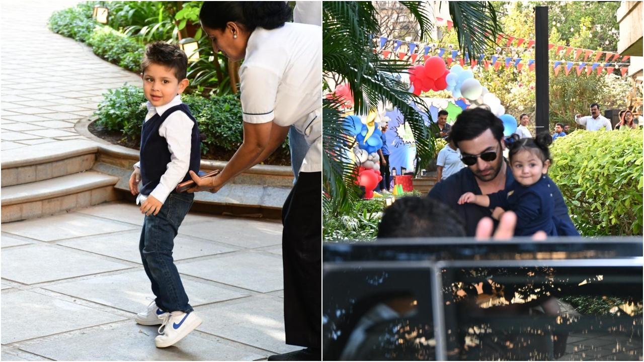 Pics: Ranbir Kapoor brings Raha to Kareena Kapoor's son Jeh's 3rd birthday party