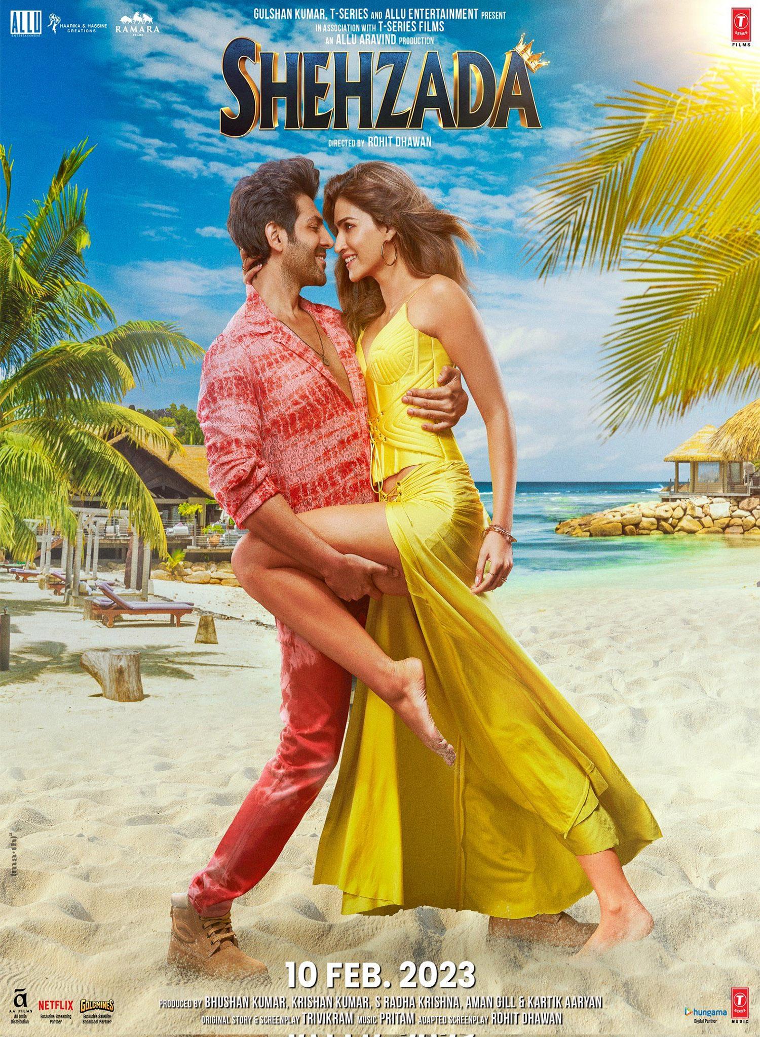 Shehzada (2023) features Kriti Sanon and Kartik Aaryan in an action-packed narrative of love and redemption, directed by Rohit Dhawan. It promises an exhilarating journey of self-discovery and triumph against all odds.