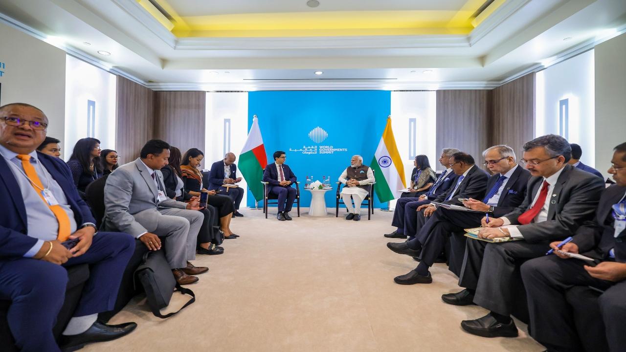Prime Minister Narendra Modi on Wednesday held a bilateral meeting with Madagascar President Andry Rajoelina, in Abu Dhabi