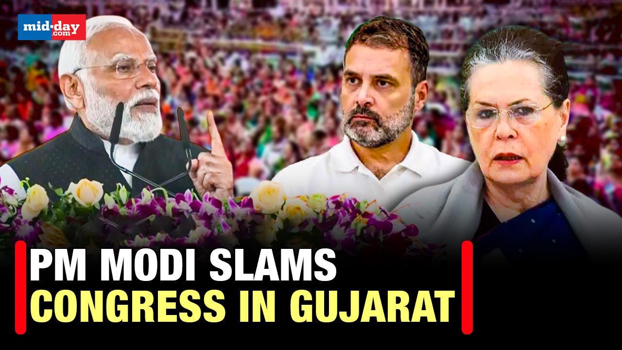 PM Modi Gujarat Visit: Slams Congress