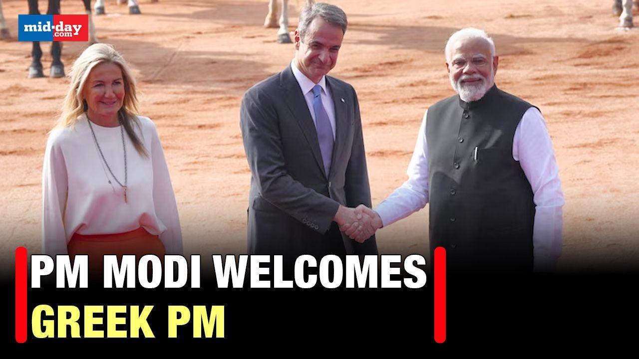 Greece PM India Visit: Greek PM receives ceremonial welcome