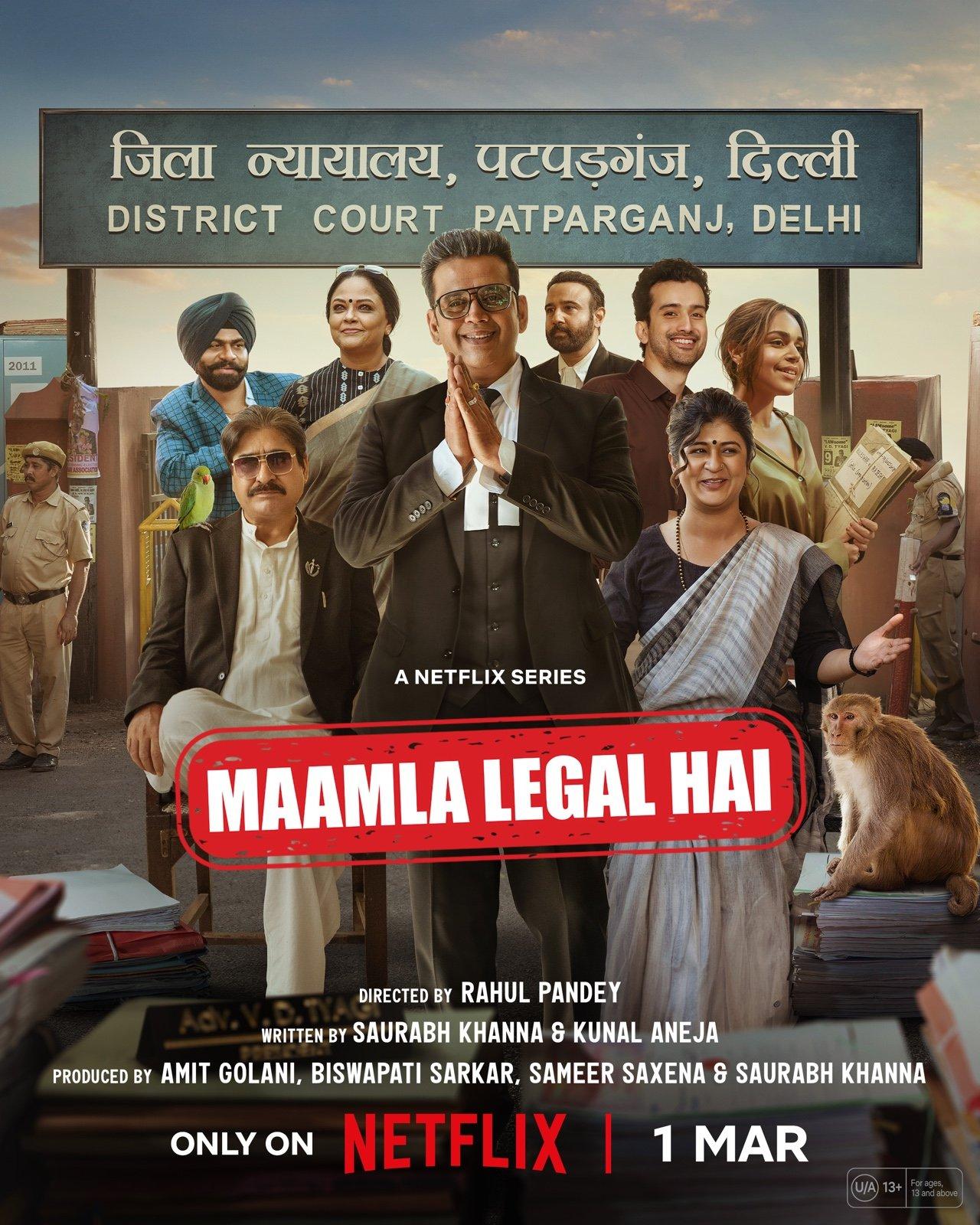 Maamla Legal Hai (March 1) - Streaming on NetflixMaamla Legal Hai unfolds in the bustling corridors of the District Court in Patparganj, New Delhi, where a quirky ensemble of court staff, led by VD Tyagi (Ravi Kishan), navigates through a series of comedic yet thought-provoking legal battles. Their mission is to uphold justice in the face of absurdity, challenging the very fabric of the legal system with wit, humor, and unexpected wisdom. The show also stars Naila Grewal, Yashpal Sharma, and Nidhi Bisht in pivotal roles.
