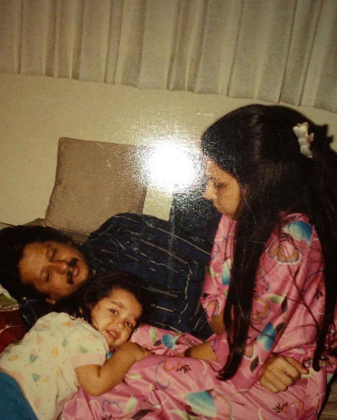 The picture features, Pankaj Udhas, Farida Udhas, and their daughter Nayaab Udhas. Nayaab posted this picture on Pankaj and Farida's wedding anniversary
 