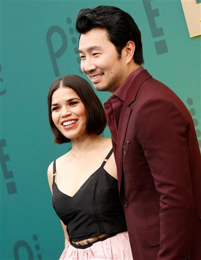 Canadian actor Simu Liu and US actress America Ferrera arrived for the 2024 People's Choice awards