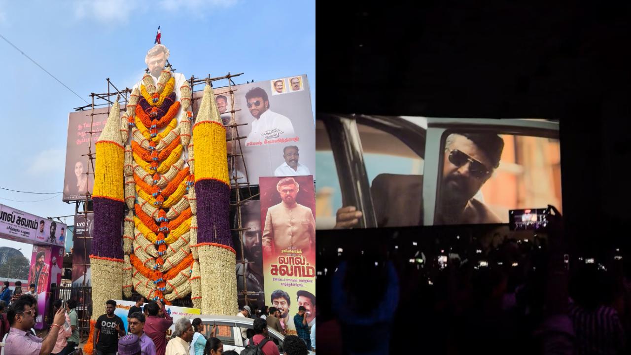 Watch: Rajinikanth fans pour milk, break coconut on 'Lal Salaam' release day; theatre erupts on superstar's entry