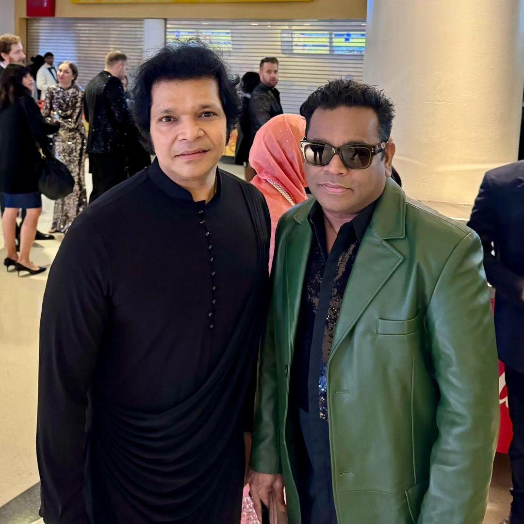 Rakesh Chaurasia with AR Rahman at Grammys 2024. 