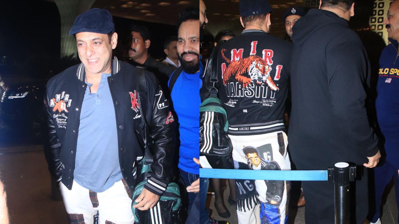 Salman's airport look involves pants with his face painted on it, watch video
