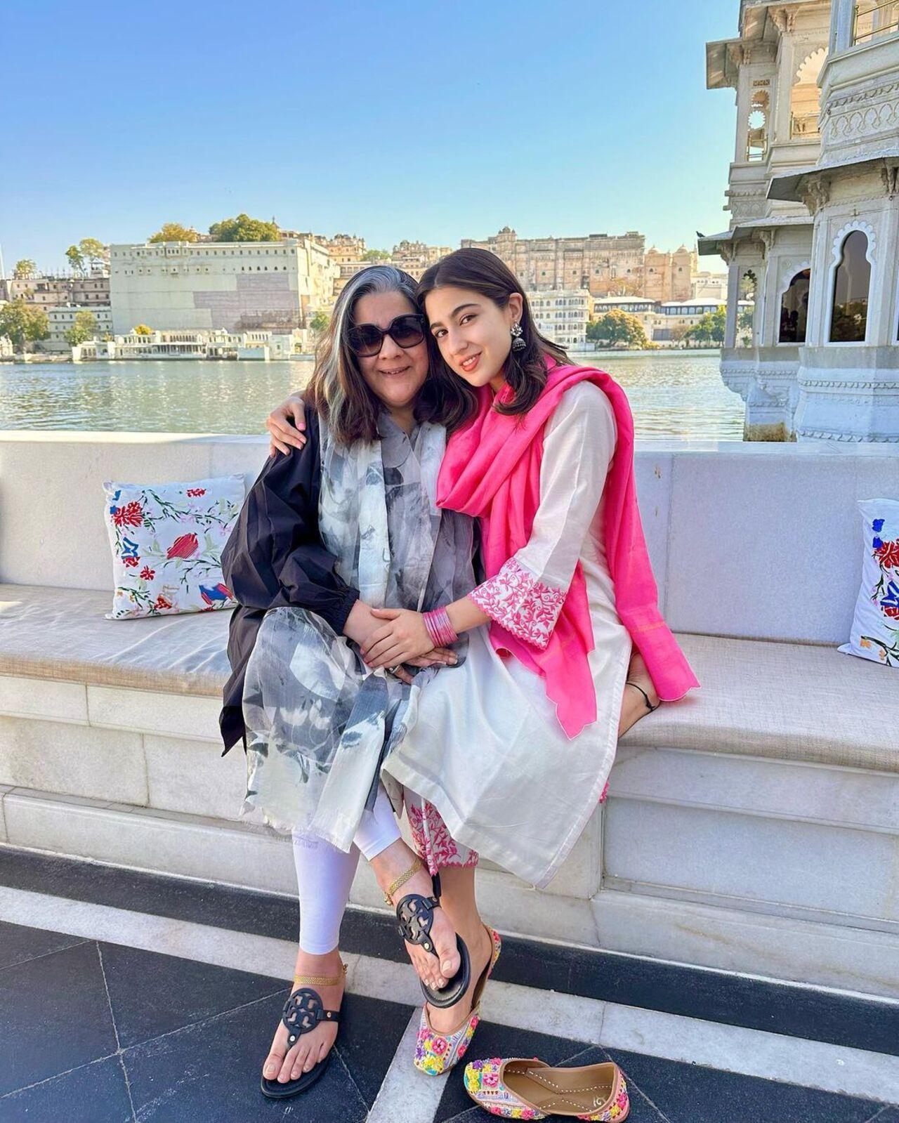 Sara and Amrita ace traditional outfits as they pose at a scenic location in Rajasthan