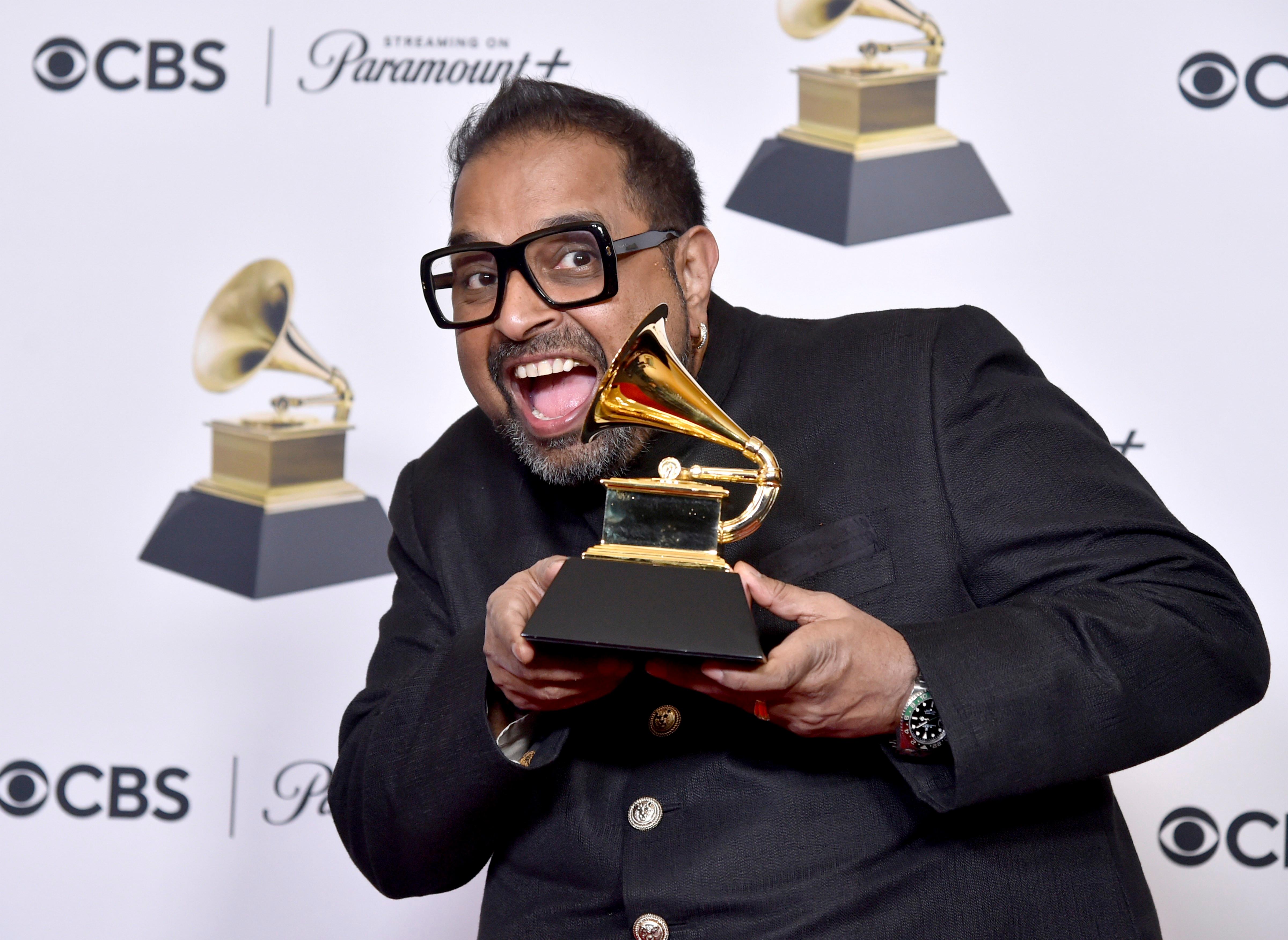 Singer-composer Shankar Mahadevan won his first Grammy as part of Shakti, the fusion band that won best global music album for 'This Moment'. (Photo: AP)