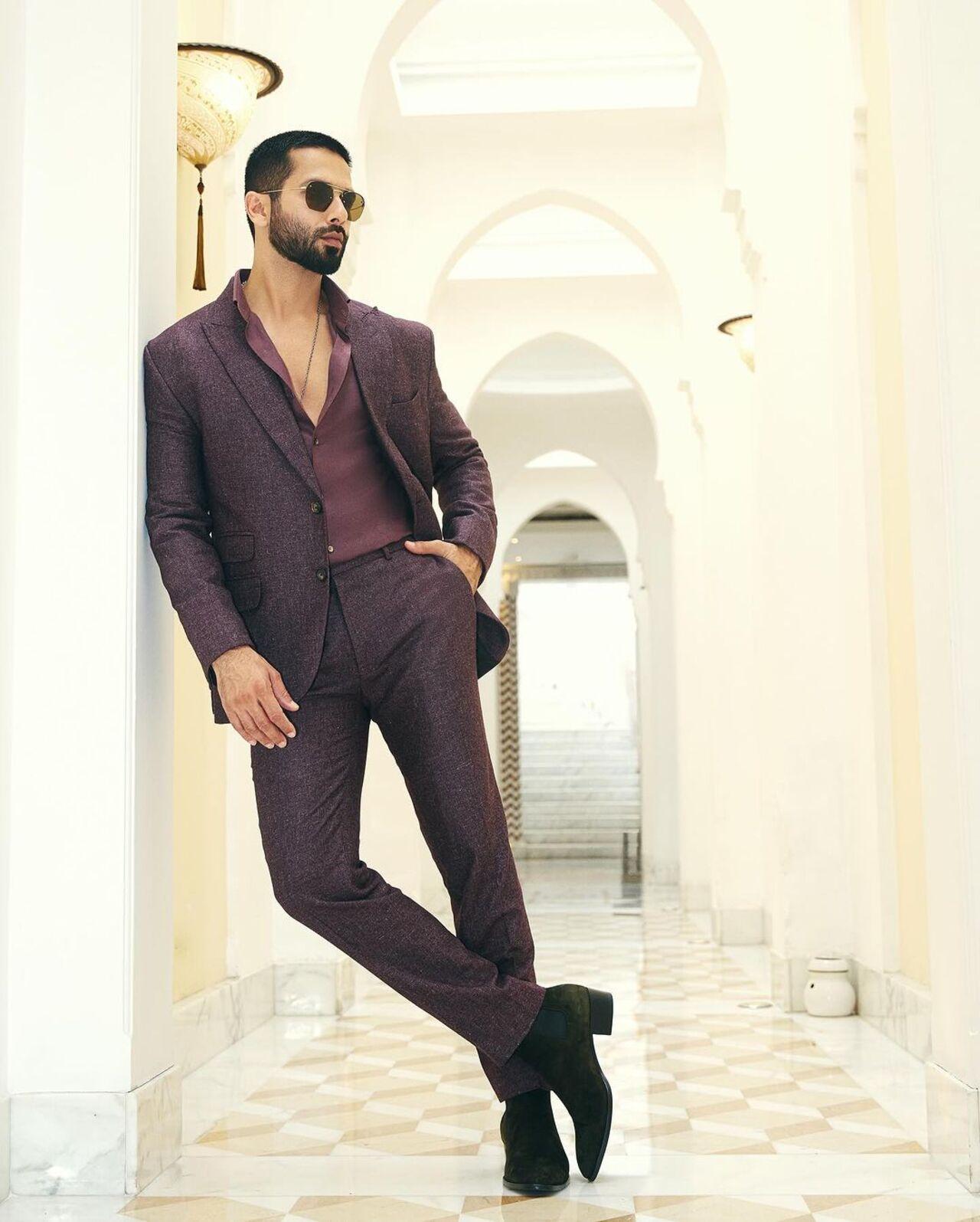 Shahid looks smart in this violet coloured suit making a flattering case for monotone suits