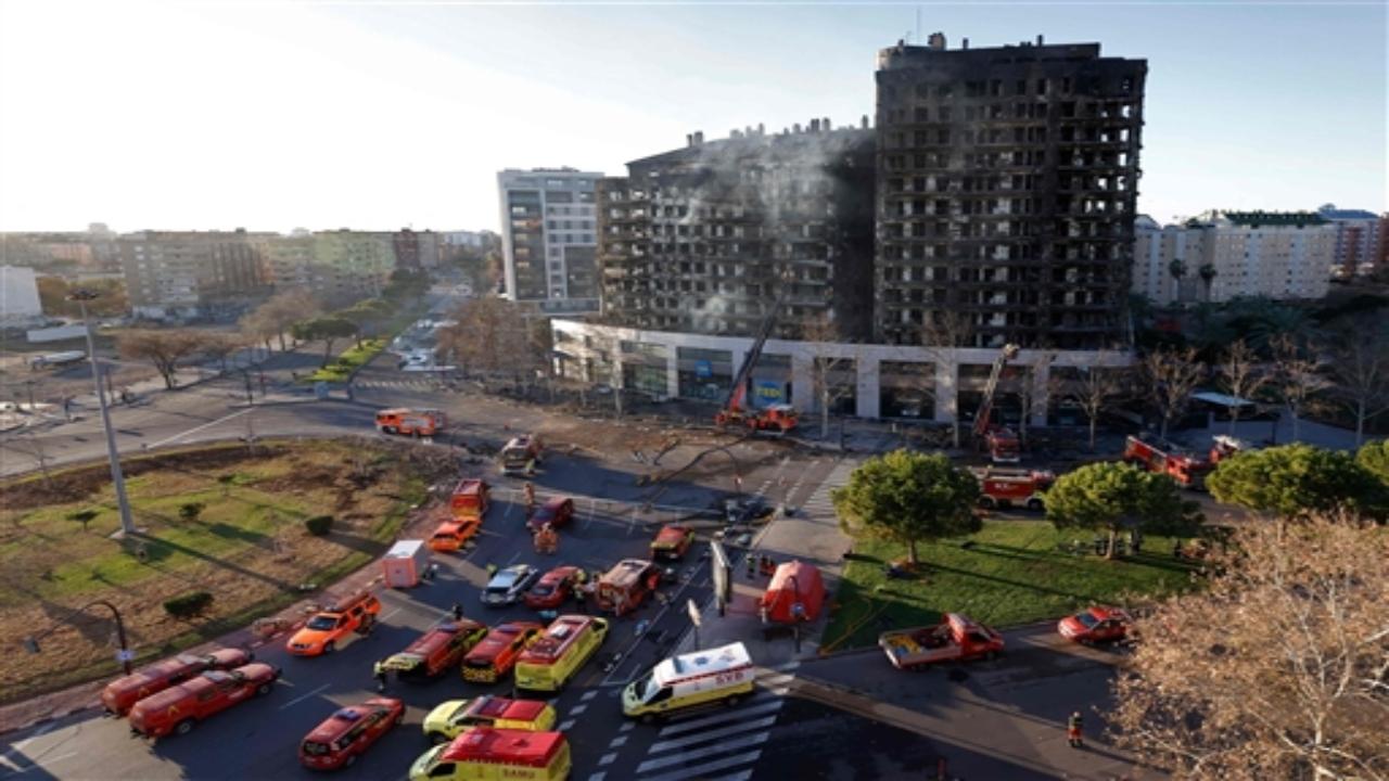 The fire started in one part of the complex and spread to an adjacent building. Some 90 soldiers from Spain's Military Emergency Unit and 40 firefighting trucks also were deployed.