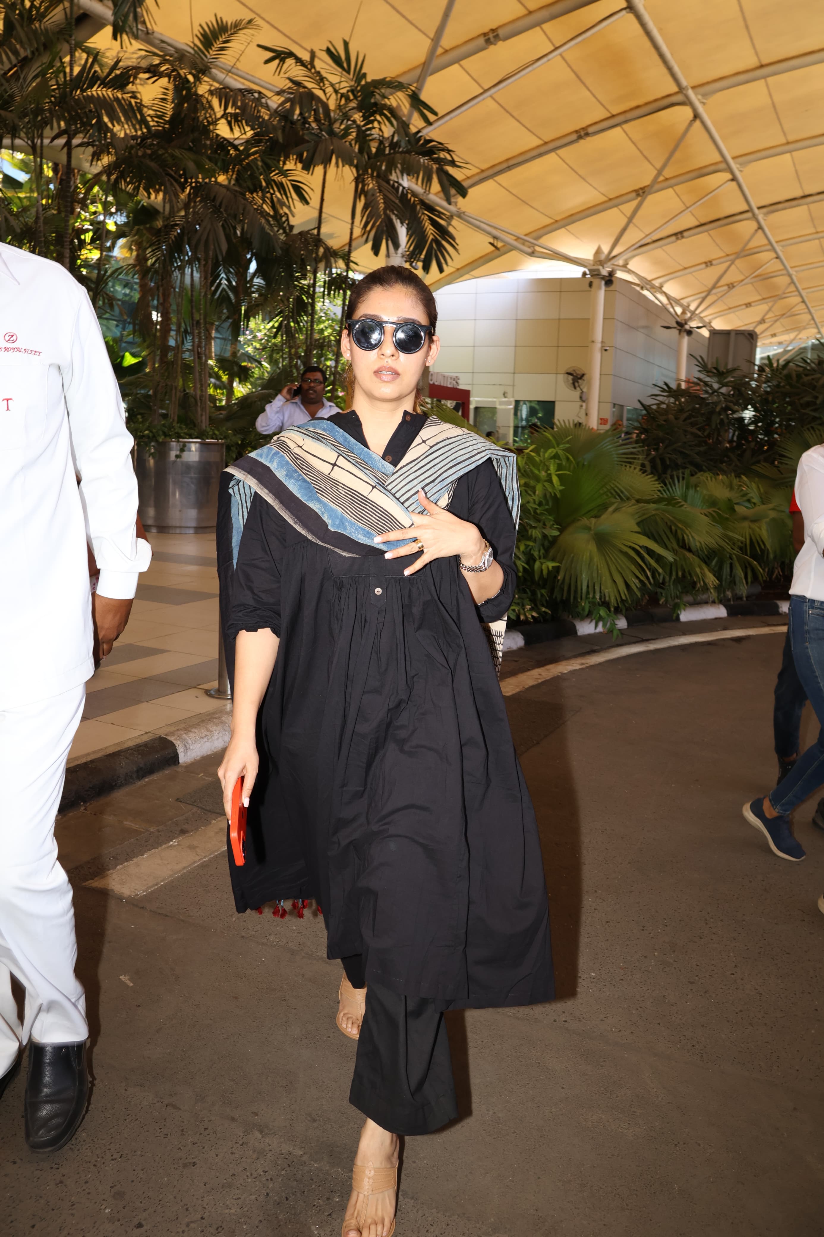 Nayanthara was snapped at the airport as she landed in the city to attend Dada Sahab Palke Award