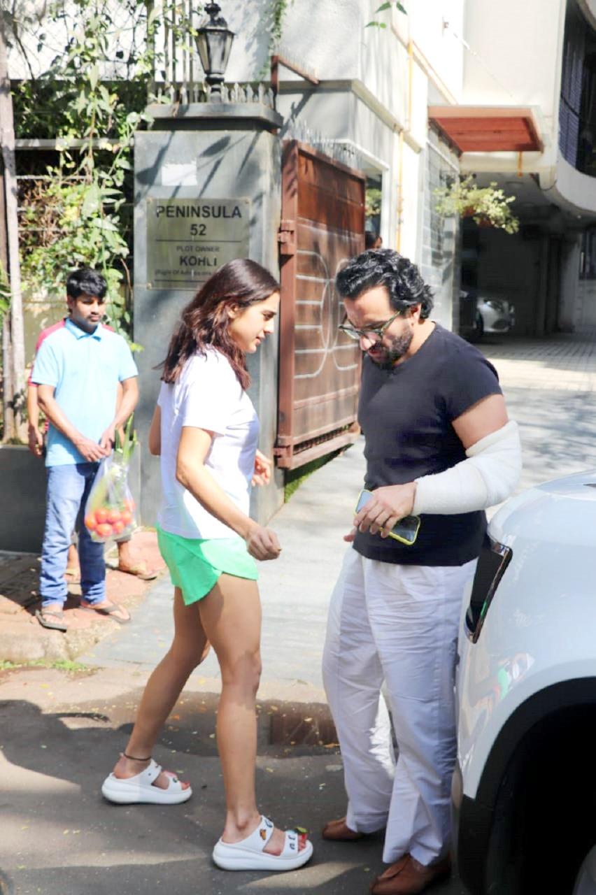 Sara Ali Khan was also papped with Saif Ali Khan