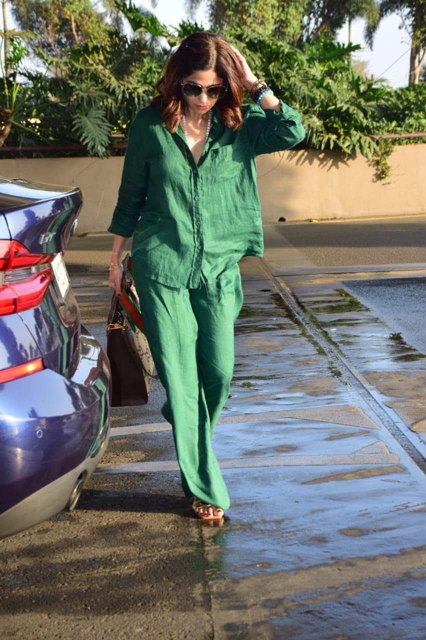 Shamita Shetty was clicked at the airport wearing a stunning green co-ord set