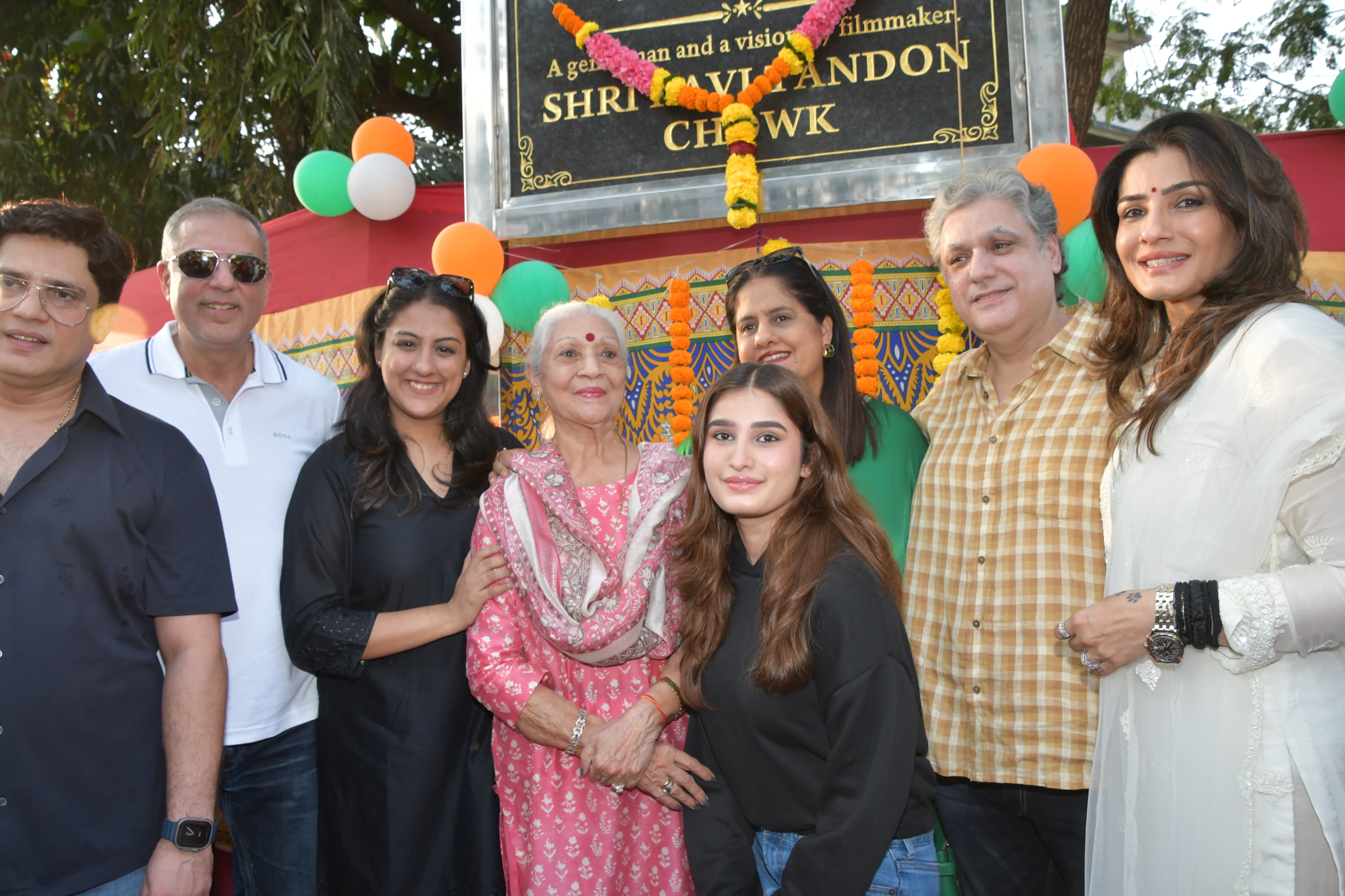 Raveena Tandon and her daughter Rasha unveiled the Shri Ravi Tandon Chowk in Mumbai.