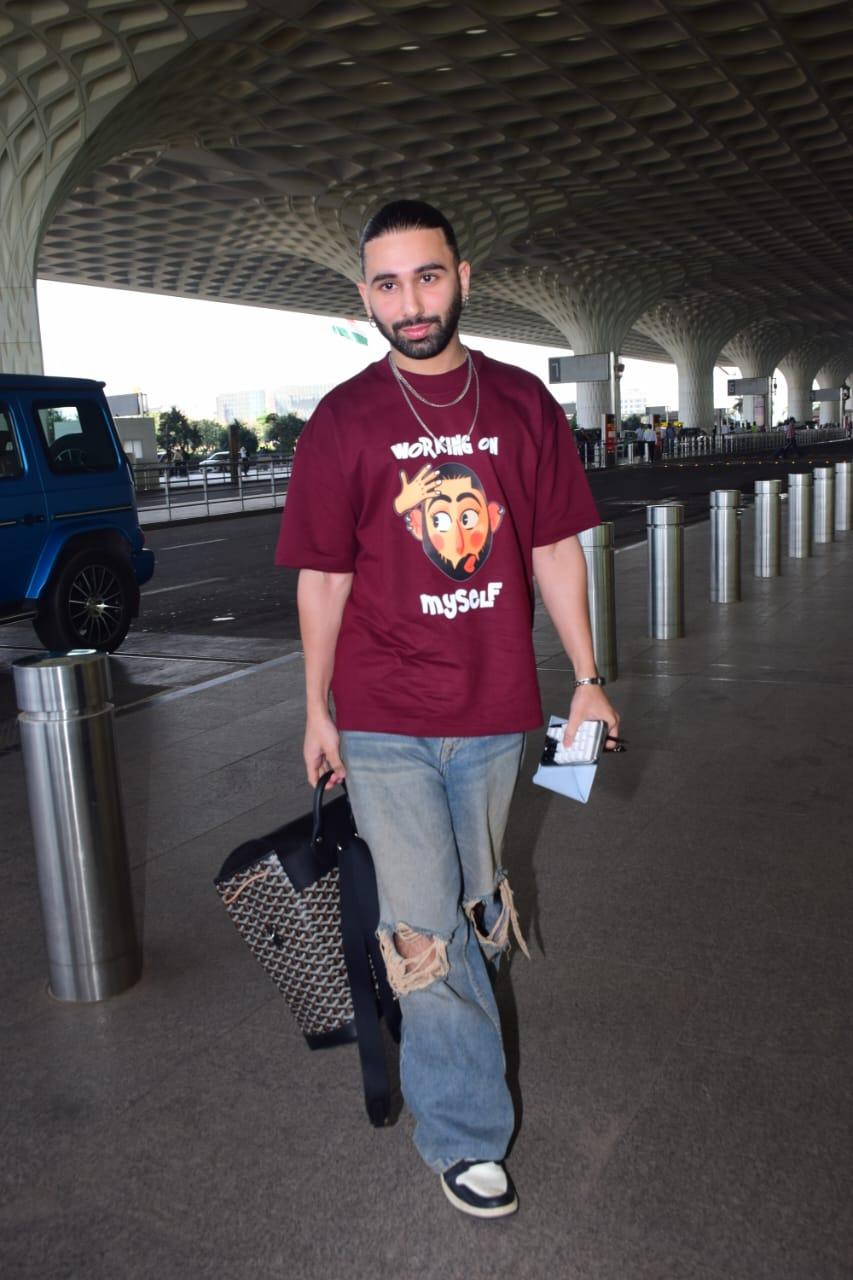 Orry looked like he was sporting his own merch as he got clicked at the airport