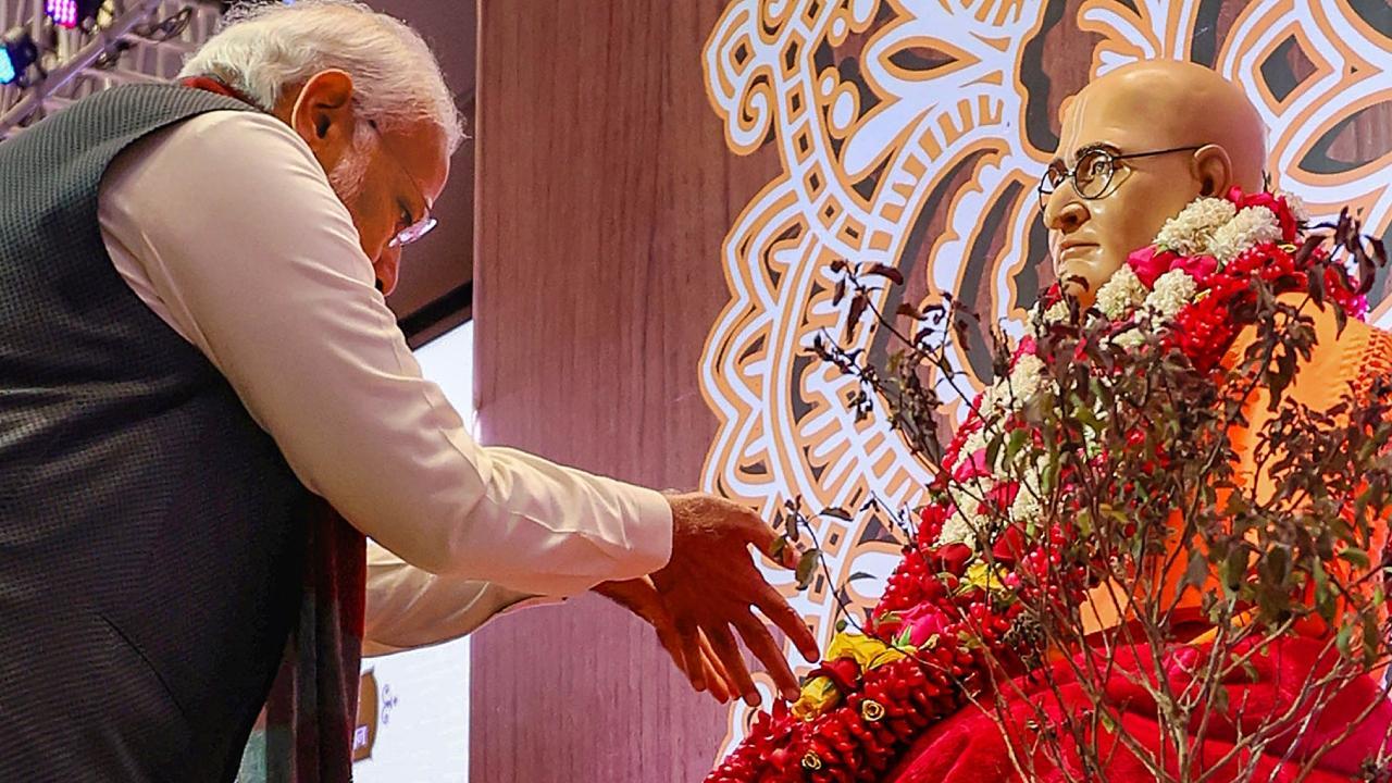 PM Modi paid tributes to the spiritual guru and attended the cultural event organised at Bharat Mandapam