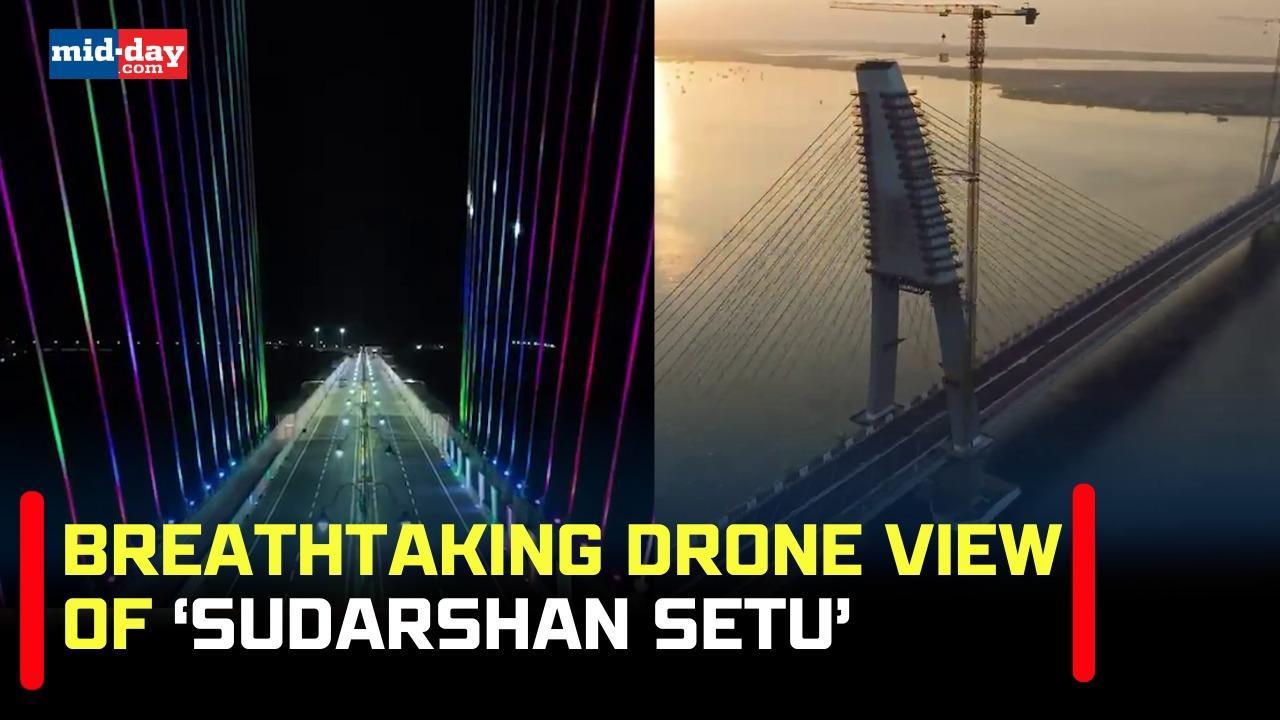 Sudarshan Setu: Watch spectacular drone visuals of India’s longest cable-stayed