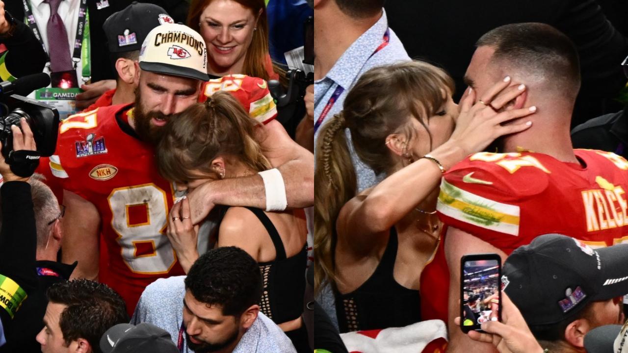Super Bowl 2024: Taylor Swift kisses Travis Kelce after his team Kansas City Chiefs win