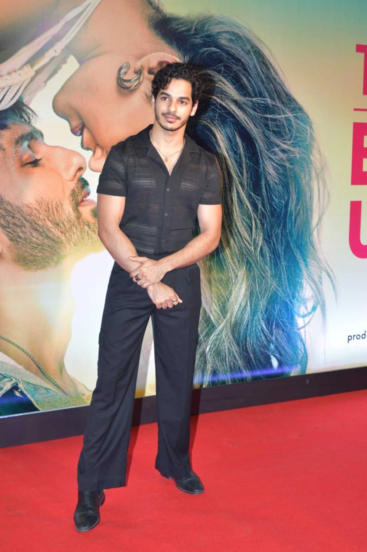 Shahid Kapoor's younger brother Ishaan Khatter looked dapper in a sheer black shirt and pants