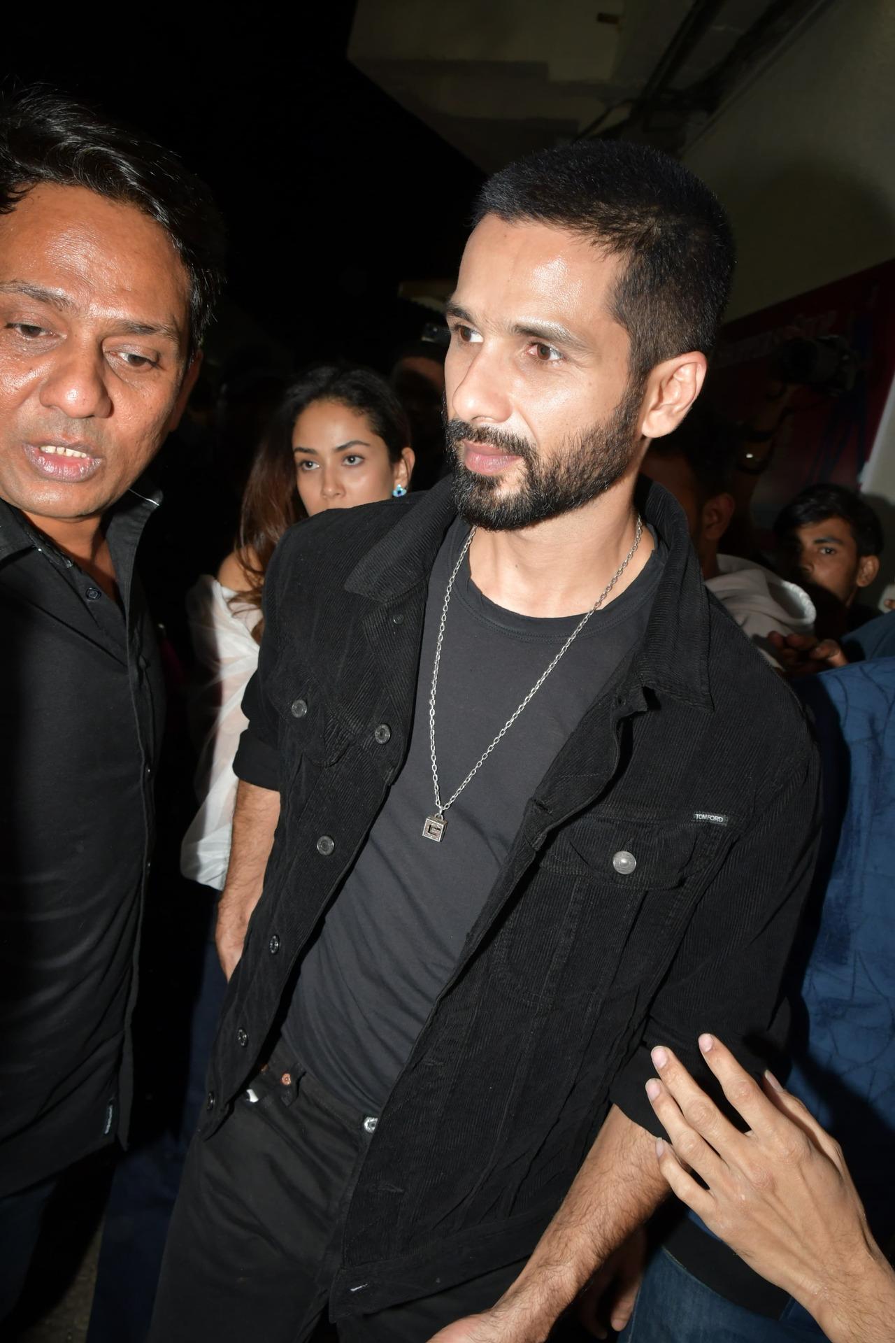 Shahid Kapoor exits the theatre with his wife Mira after the screening of the film