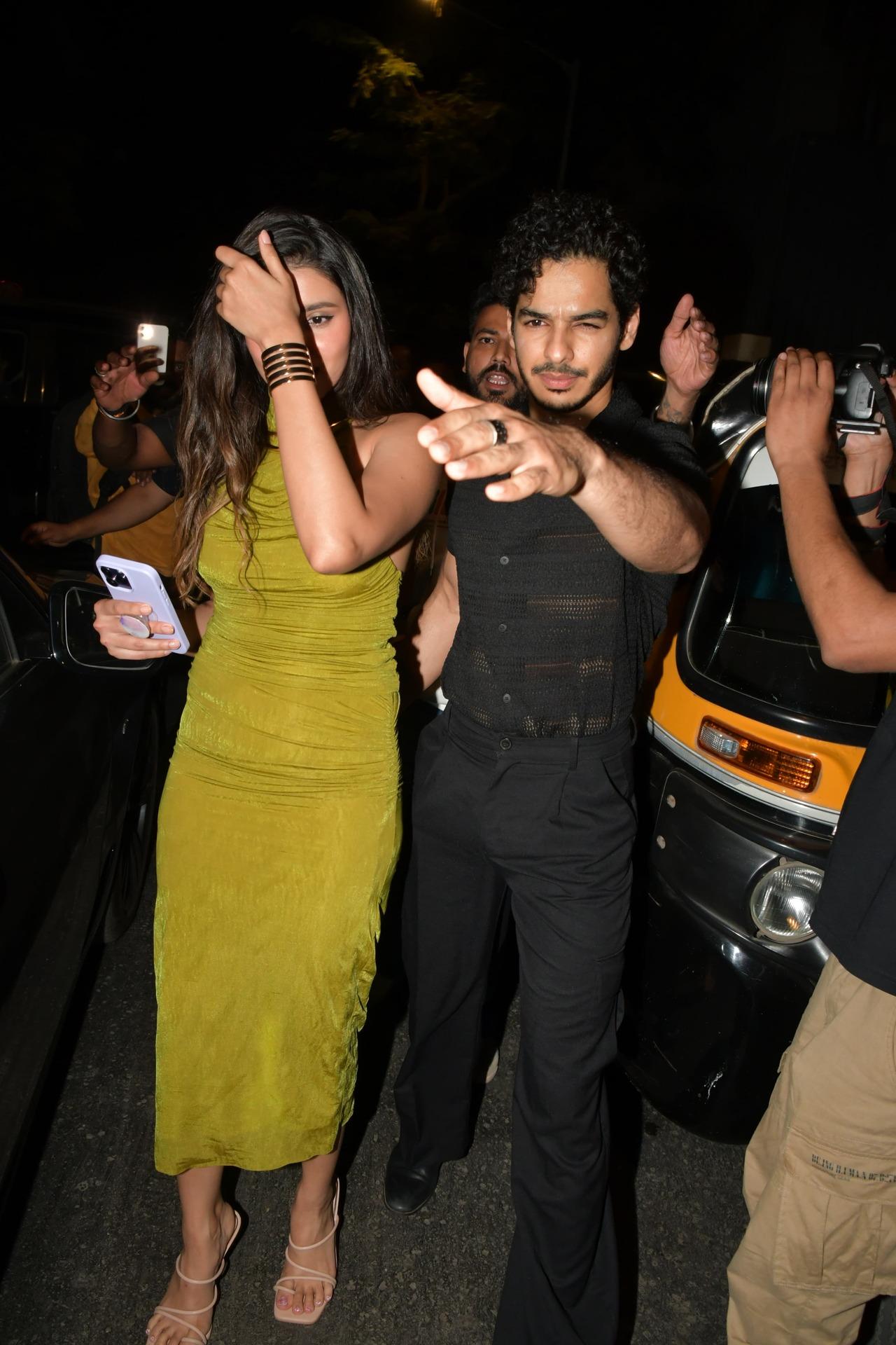 Ishaan Khatter escorts his rumoured girlfriend Chandni Bainz towards their car after the screening