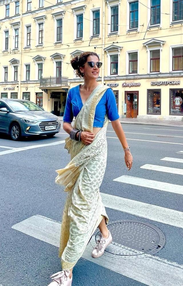 For Taapsee Pannu, a traditional sartorial choice works comfortably even as high street fashion. 

