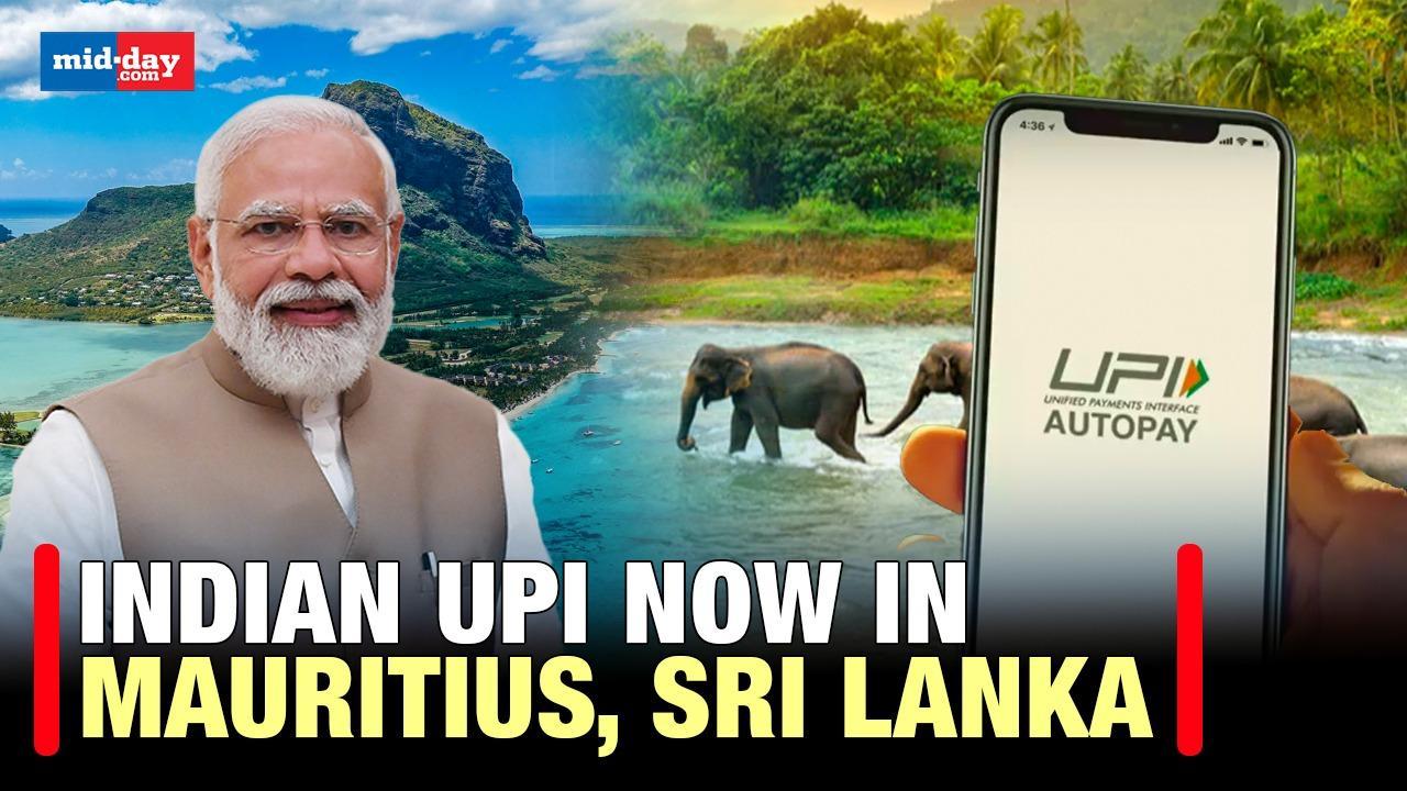 PM Modi witnesses launch Of UPI Services In Mauritius, Sri Lanka