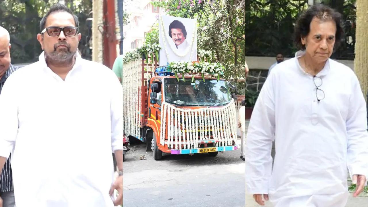 Pankaj Udhas funeral: Zakir Hussain, Shankar Mahadevan and other celebrities were seen arriving at the legendary ghazal singer's residence to pay their last respects. Read more