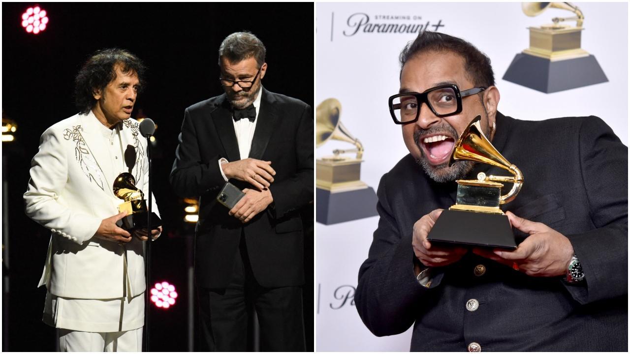 Ustad Zakir Hussain and Shankar Mahadevan at the Grammys