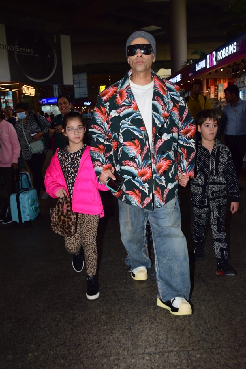 Karan Johar returned with her twins after celebrating New Year