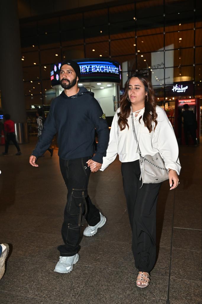 Varun Dhawan was clicked at the airport, walking hand in hand with his wife Natasha